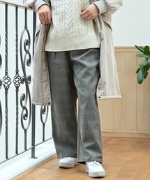 NAVY | TRチェック 裏フリースボンディング ワイドパンツ(その他パンツ)