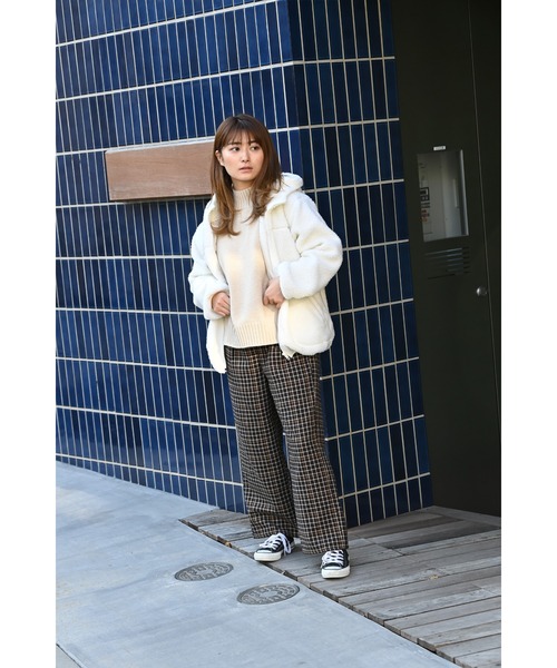 NAVY（ネイビー）の「TRチェック 裏フリースボンディング ワイドパンツ（その他パンツ・レディース・ブラック/ベージュ/ブラウン/ライトベージュ・M/L）」の13枚目の写真