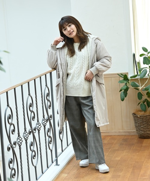 NAVY（ネイビー）の「TRチェック 裏フリースボンディング ワイドパンツ（その他パンツ・レディース・ブラック/ベージュ/ブラウン/ライトベージュ・M/L）」の18枚目の写真