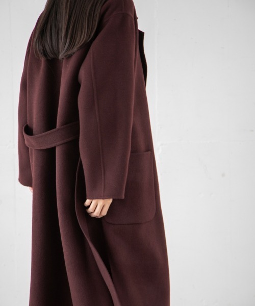 yuw（ユウ）の「WOOL RIVER BIG COAT　237852（チェスターコート・レディース・ブラック/レッド/グリーン・FREE）」の12枚目の写真