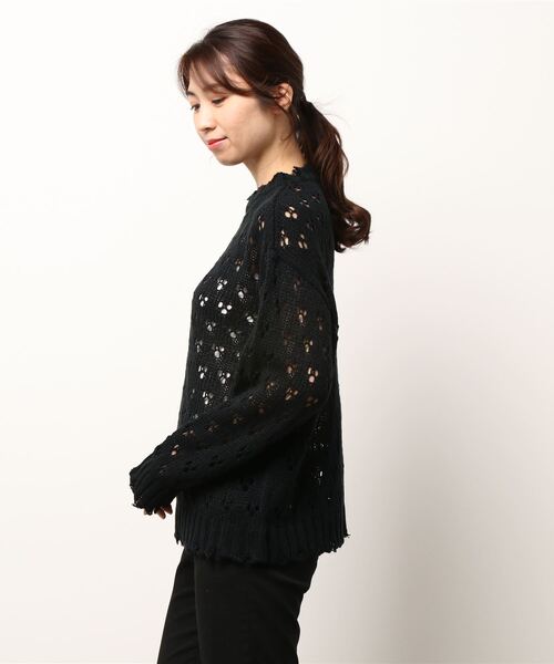 LAGUA GEM（ラグアジェム）の「HOLE LG KNIT TOPS（ニット/セーター・レディース・レッド/ブルー/ブラック・FREE）」の6枚目の写真