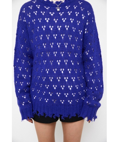 LAGUA GEM（ラグアジェム）の「HOLE LG KNIT TOPS（ニット/セーター・レディース・レッド/ブルー/ブラック・FREE）」の21枚目の写真