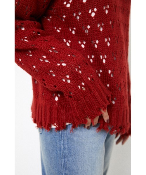 LAGUA GEM（ラグアジェム）の「HOLE LG KNIT TOPS（ニット/セーター・レディース・レッド/ブルー/ブラック・FREE）」の12枚目の写真