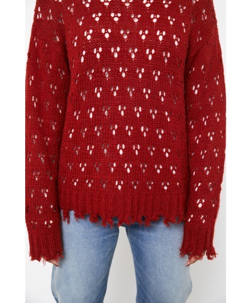 LAGUA GEM（ラグアジェム）の「HOLE LG KNIT TOPS（ニット/セーター・レディース・レッド/ブルー/ブラック・FREE）」の11枚目の写真