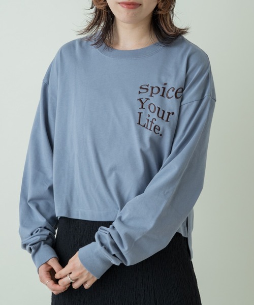 Kastane（カスタネ）の「【サイズ展開あり】刺繍ウェーブロゴロンTee（Tシャツ/カットソー・レディース・パープル/モカ/ライトグレー・XL/M）」の3枚目の写真