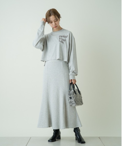 Kastane（カスタネ）の「【サイズ展開あり】刺繍ウェーブロゴロンTee（Tシャツ/カットソー・レディース・パープル/モカ/ライトグレー・XL/M）」の4枚目の写真