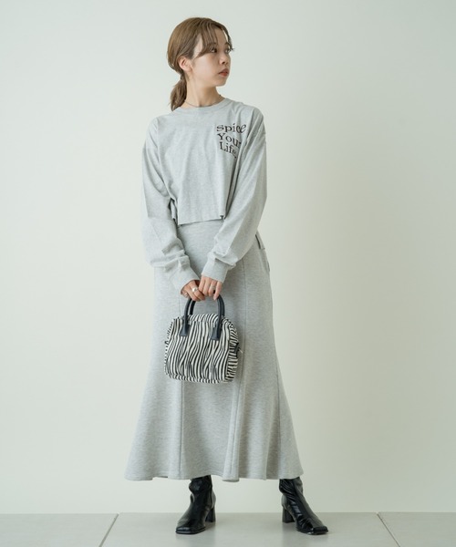 Kastane（カスタネ）の「【サイズ展開あり】刺繍ウェーブロゴロンTee（Tシャツ/カットソー・レディース・パープル/モカ/ライトグレー・XL/M）」の5枚目の写真