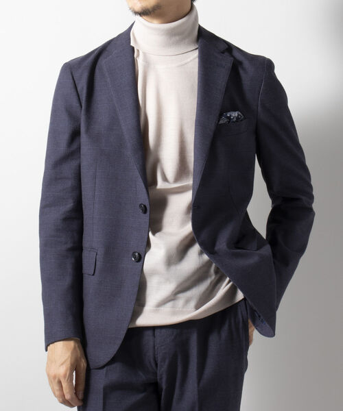 NOLLEY'S goodman（ノーリーズグッドマン）の「ソフトサーモ セットアップ テーラードジャケット(※保温性、発熱性、魅力的な機能素材セットアップ!!)（テーラードジャケット・メンズ・ライトグレー/インディゴブルー/ブルー系その他7・LARGE/MEDIUM/X-LARGE/SMALL）」の3枚目の写真