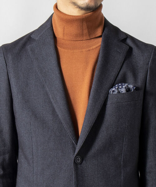 NOLLEY'S goodman（ノーリーズグッドマン）の「ソフトサーモ セットアップ テーラードジャケット(※保温性、発熱性、魅力的な機能素材セットアップ!!)（テーラードジャケット・メンズ・ライトグレー/インディゴブルー/ブルー系その他7・LARGE/MEDIUM/X-LARGE/SMALL）」の5枚目の写真