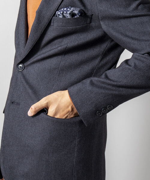 NOLLEY'S goodman（ノーリーズグッドマン）の「ソフトサーモ セットアップ テーラードジャケット(※保温性、発熱性、魅力的な機能素材セットアップ!!)（テーラードジャケット・メンズ・ライトグレー/インディゴブルー/ブルー系その他7・LARGE/MEDIUM/X-LARGE/SMALL）」の7枚目の写真