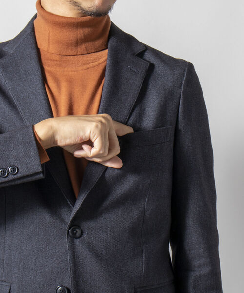 NOLLEY'S goodman（ノーリーズグッドマン）の「ソフトサーモ セットアップ テーラードジャケット(※保温性、発熱性、魅力的な機能素材セットアップ!!)（テーラードジャケット・メンズ・ライトグレー/インディゴブルー/ブルー系その他7・LARGE/MEDIUM/X-LARGE/SMALL）」の9枚目の写真