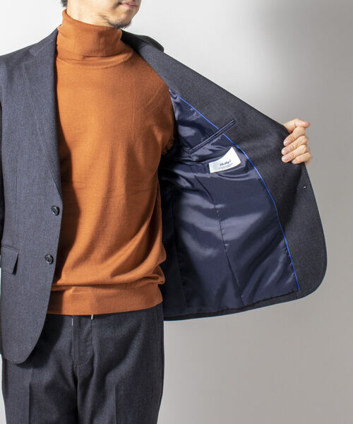 NOLLEY'S goodman（ノーリーズグッドマン）の「ソフトサーモ セットアップ テーラードジャケット(※保温性、発熱性、魅力的な機能素材セットアップ!!)（テーラードジャケット・メンズ・ライトグレー/インディゴブルー/ブルー系その他7・LARGE/MEDIUM/X-LARGE/SMALL）」の11枚目の写真