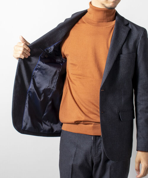 NOLLEY'S goodman（ノーリーズグッドマン）の「ソフトサーモ セットアップ テーラードジャケット(※保温性、発熱性、魅力的な機能素材セットアップ!!)（テーラードジャケット・メンズ・ライトグレー/インディゴブルー/ブルー系その他7・LARGE/MEDIUM/X-LARGE/SMALL）」の12枚目の写真