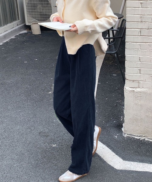 Jewelobe（ジュエローブ）の「コーデュロイカラーワイドパンツ（スラックス・レディース・ブラウン/ピンク/グリーン/アイボリー/ネイビー/ブラック・S/M）」の20枚目の写真
