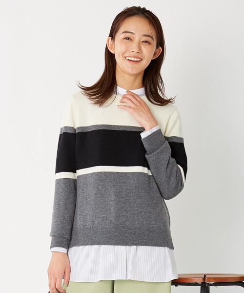 J.PRESS(ジェイプレス)の「【洗える】CASHMERE BLENDⅡ カラーブロック ニット(ニット/セーター・レディース・ホワイト系1/ブラウン系1/サックスブルー系1/ふじ色系1・MEDIUM/LARGE)」の10枚目の写真