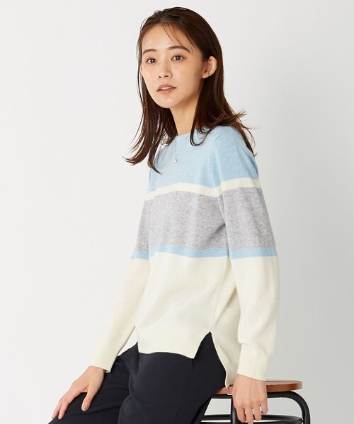 J.PRESS(ジェイプレス)の「【洗える】CASHMERE BLENDⅡ カラーブロック ニット(ニット/セーター・レディース・ホワイト系1/ブラウン系1/サックスブルー系1/ふじ色系1・MEDIUM/LARGE)」の15枚目の写真