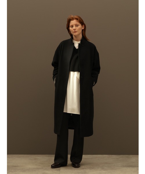 mizuiroind（ミズイロインド）の「mizuiro ind スタンドカラーロングコート（その他アウター・レディース・ダークブラウン/ベージュ/ブラック/ネイビー/チャコールグレー・FREE）」の2枚目の写真