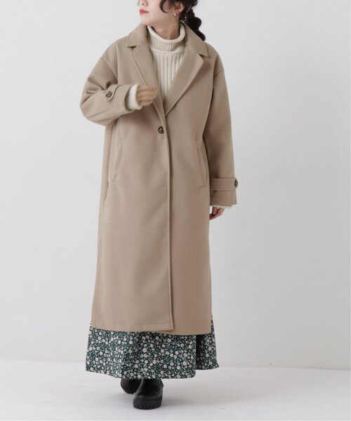 RAY CASSIN（レイカズン）の「フェイクウールシングルチェスターコート（チェスターコート・レディース・ピンクベージュ/ライトカーキ/グレイッシュベージュ・MEDIUM/LARGE）」の5枚目の写真