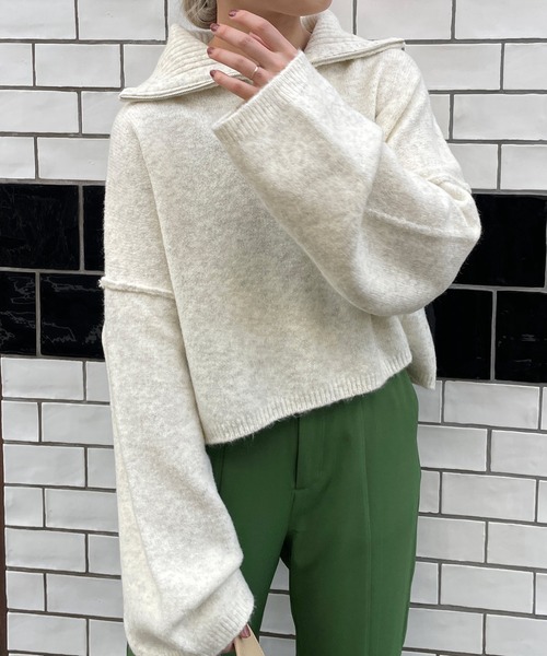 w closet（ダブルクローゼット）の「ハーフZIPショートトップス（ニット/セーター・レディース・オフホワイト/イエロー/ラベンダー・FREE）」の10枚目の写真