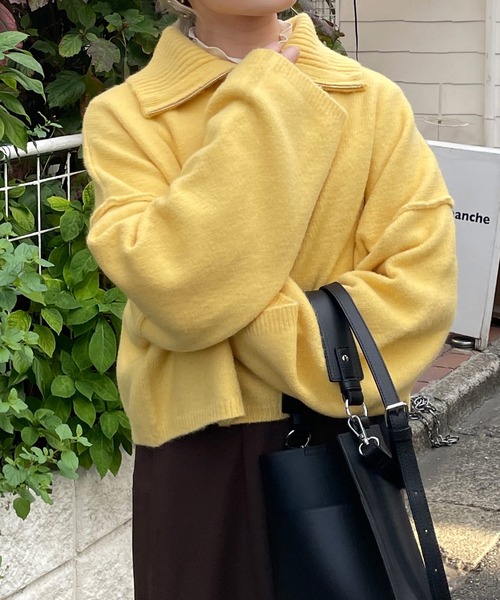 w closet（ダブルクローゼット）の「ハーフZIPショートトップス（ニット/セーター・レディース・オフホワイト/イエロー/ラベンダー・FREE）」の16枚目の写真