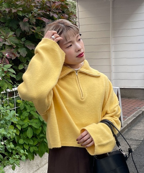 w closet（ダブルクローゼット）の「ハーフZIPショートトップス（ニット/セーター・レディース・オフホワイト/イエロー/ラベンダー・FREE）」の17枚目の写真