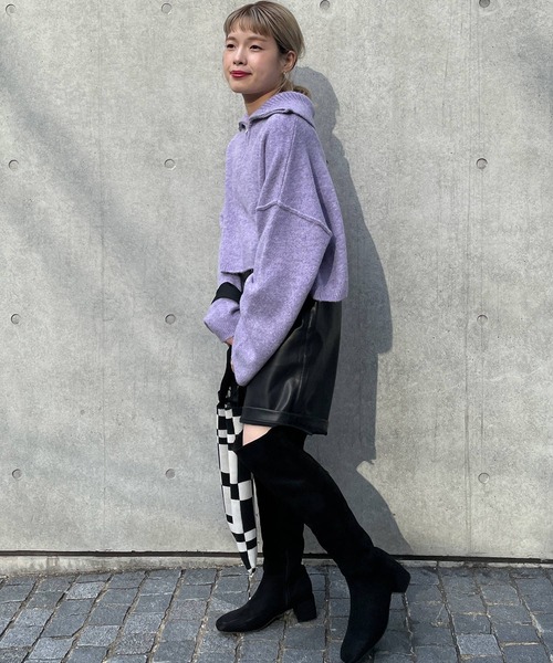 w closet（ダブルクローゼット）の「ハーフZIPショートトップス（ニット/セーター・レディース・オフホワイト/イエロー/ラベンダー・FREE）」の19枚目の写真