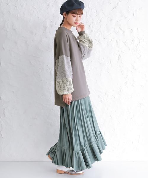 osharewalker(オシャレウォーカー)の「【廃盤】『アシメボリュームプリーツスカート』(スカート・レディース・ブラック/カーキ/ピンク/グレイッシュブルー・FREE)」の12枚目の写真