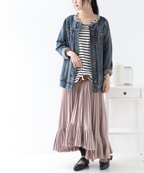 osharewalker(オシャレウォーカー)の「【廃盤】『アシメボリュームプリーツスカート』(スカート・レディース・ブラック/カーキ/ピンク/グレイッシュブルー・FREE)」の6枚目の写真