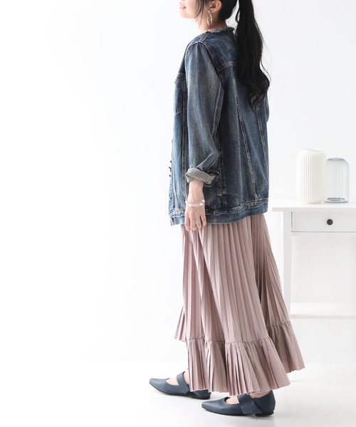 osharewalker(オシャレウォーカー)の「【廃盤】『アシメボリュームプリーツスカート』(スカート・レディース・ブラック/カーキ/ピンク/グレイッシュブルー・FREE)」の16枚目の写真