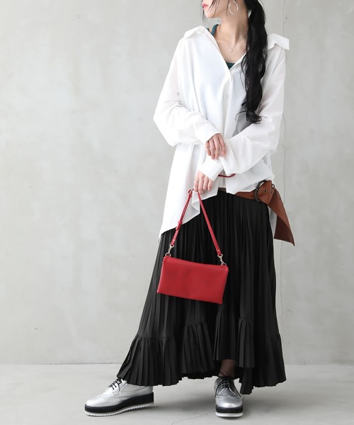 osharewalker(オシャレウォーカー)の「【廃盤】『アシメボリュームプリーツスカート』(スカート・レディース・ブラック/カーキ/ピンク/グレイッシュブルー・FREE)」の20枚目の写真