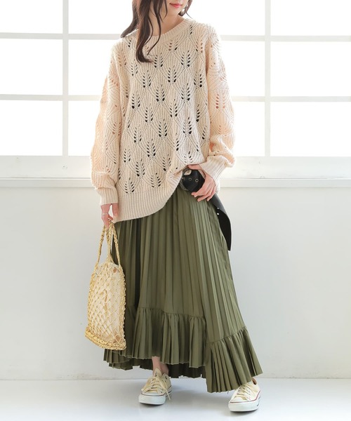 osharewalker(オシャレウォーカー)の「【廃盤】『アシメボリュームプリーツスカート』(スカート・レディース・ブラック/カーキ/ピンク/グレイッシュブルー・FREE)」の10枚目の写真