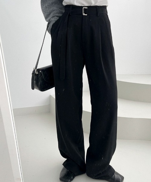 BEIDELLI（ベイデリー）の「[BELLIDE MADE] ベルトセットピンタックワイドスラックス（スラックス・レディース・チャコールグレー/ブラック/ブラウン・SMALL/MEDIUM）」の7枚目の写真