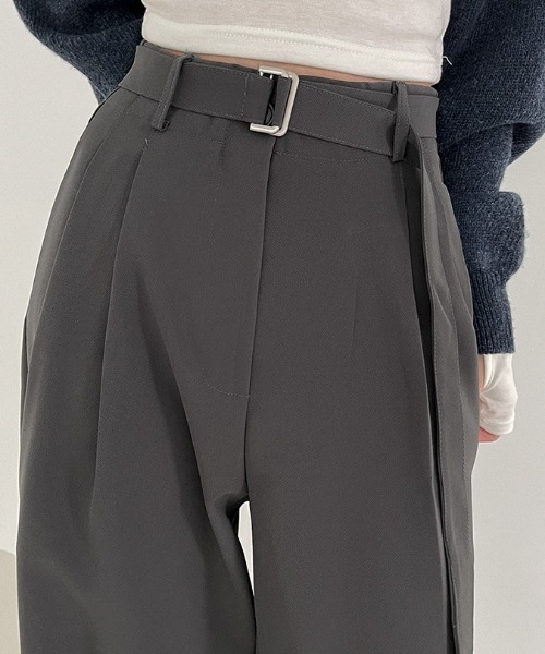 BEIDELLI（ベイデリー）の「[BELLIDE MADE] ベルトセットピンタックワイドスラックス（スラックス・レディース・チャコールグレー/ブラック/ブラウン・SMALL/MEDIUM）」の18枚目の写真