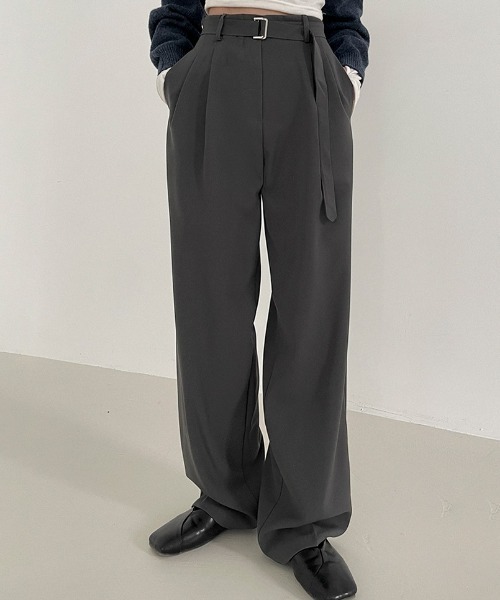 BEIDELLI（ベイデリー）の「[BELLIDE MADE] ベルトセットピンタックワイドスラックス（スラックス・レディース・チャコールグレー/ブラック/ブラウン・SMALL/MEDIUM）」の13枚目の写真