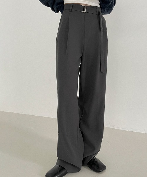 BEIDELLI（ベイデリー）の「[BELLIDE MADE] ベルトセットピンタックワイドスラックス（スラックス・レディース・チャコールグレー/ブラック/ブラウン・SMALL/MEDIUM）」の5枚目の写真