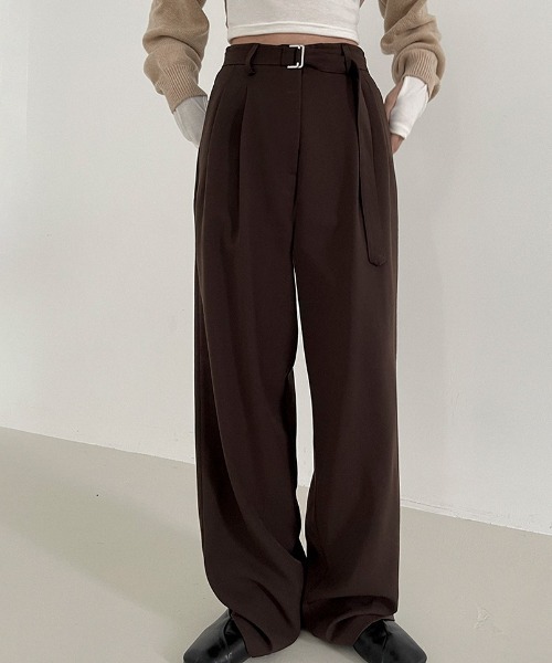 BEIDELLI（ベイデリー）の「[BELLIDE MADE] ベルトセットピンタックワイドスラックス（スラックス・レディース・チャコールグレー/ブラック/ブラウン・SMALL/MEDIUM）」の16枚目の写真