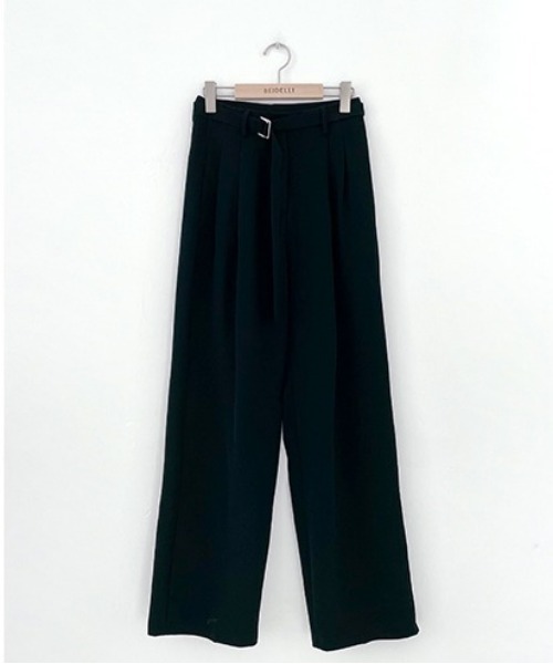 BEIDELLI（ベイデリー）の「[BELLIDE MADE] ベルトセットピンタックワイドスラックス（スラックス・レディース・チャコールグレー/ブラック/ブラウン・SMALL/MEDIUM）」の9枚目の写真