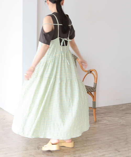 BeAMS DOT(ビームスドット)の「【WEB限定】BeAMS DOT / ギンガムチェック フレアキャミワンピース(ワンピース・レディース・サックスブルー/イエロー/パープル系その他5・FREE)」の6枚目の写真