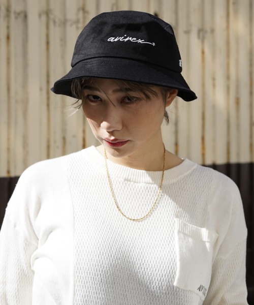 AVIREX（アヴィレックス）の「AB MARK BUCKET HAT/ ABマーク バケットハット（ハット・レディース・ブラック/ホワイト・FREE）」の4枚目の写真