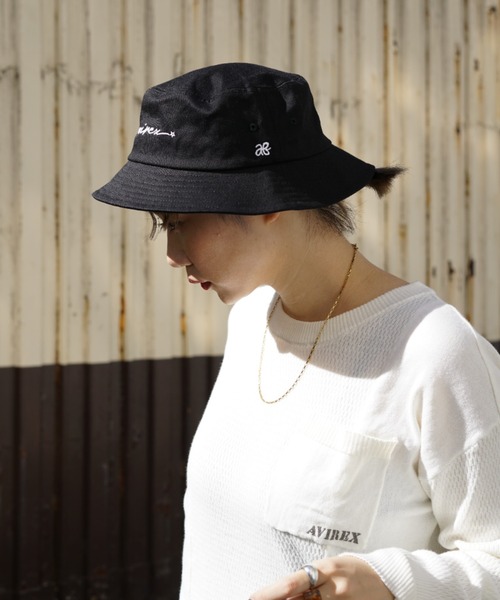 AVIREX（アヴィレックス）の「AB MARK BUCKET HAT/ ABマーク バケットハット（ハット・レディース・ブラック/ホワイト・FREE）」の6枚目の写真