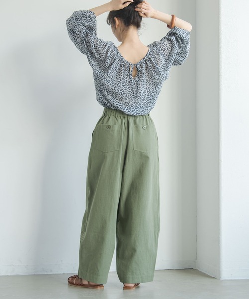 Crisp(クリスプ)の「ビッグシルエットミリタリーパンツ(カーゴパンツ・レディース・カーキ/アイボリー・FREE)」の5枚目の写真