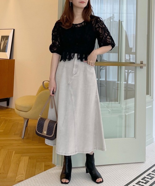 mysty woman（ミスティウーマン）の「刺繍レースペプラムブラウス 275572（シャツ/ブラウス・レディース・ブラック/グリーン/アイボリー・FREE）」の6枚目の写真