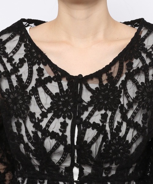 mysty woman（ミスティウーマン）の「刺繍レースペプラムブラウス 275572（シャツ/ブラウス・レディース・ブラック/グリーン/アイボリー・FREE）」の12枚目の写真