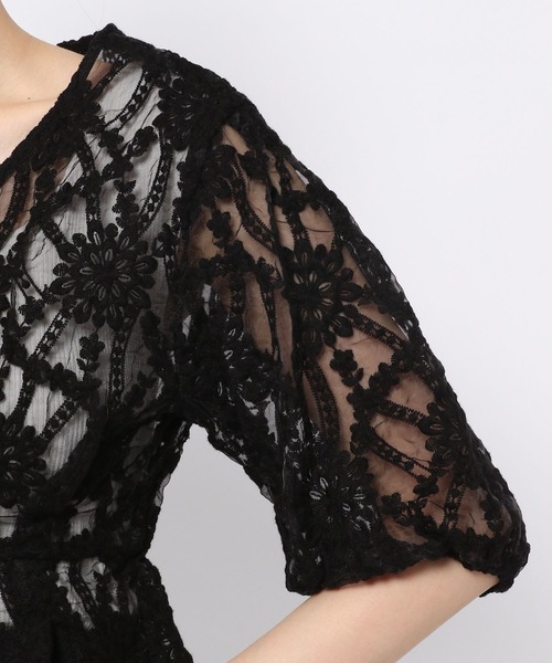 mysty woman（ミスティウーマン）の「刺繍レースペプラムブラウス 275572（シャツ/ブラウス・レディース・ブラック/グリーン/アイボリー・FREE）」の13枚目の写真