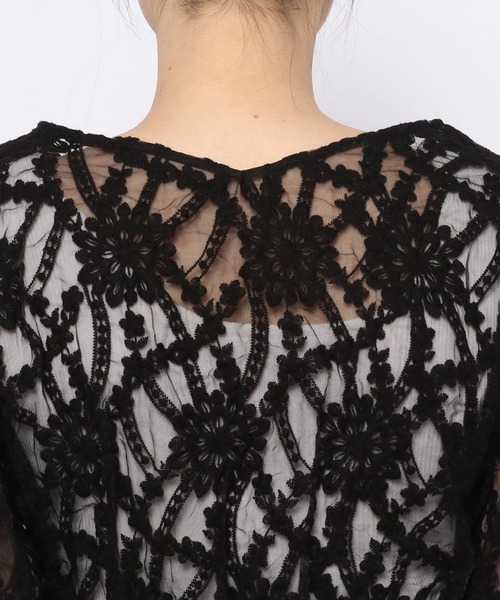mysty woman（ミスティウーマン）の「刺繍レースペプラムブラウス 275572（シャツ/ブラウス・レディース・ブラック/グリーン/アイボリー・FREE）」の16枚目の写真