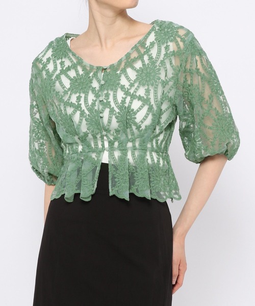 mysty woman（ミスティウーマン）の「刺繍レースペプラムブラウス 275572（シャツ/ブラウス・レディース・ブラック/グリーン/アイボリー・FREE）」の20枚目の写真
