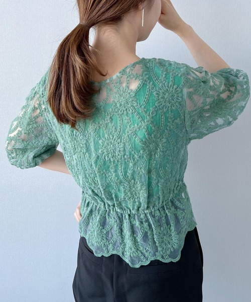 mysty woman（ミスティウーマン）の「刺繍レースペプラムブラウス 275572（シャツ/ブラウス・レディース・ブラック/グリーン/アイボリー・FREE）」の21枚目の写真