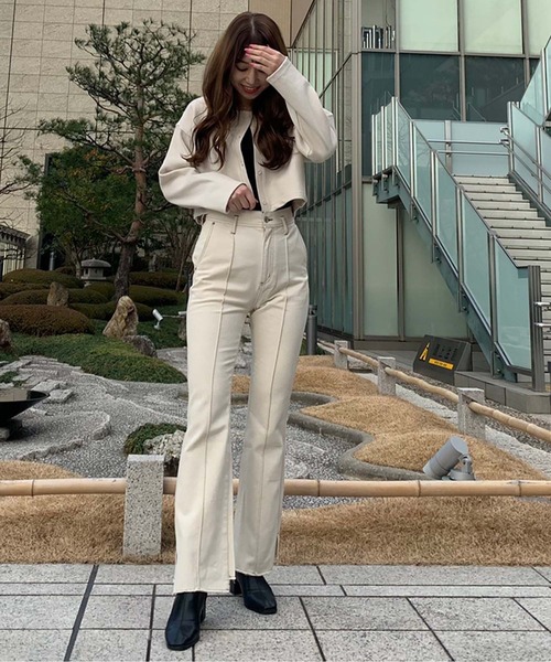 ピンタック前後差フレアキナリデニムパンツ（デニムパンツ）｜FREE'S