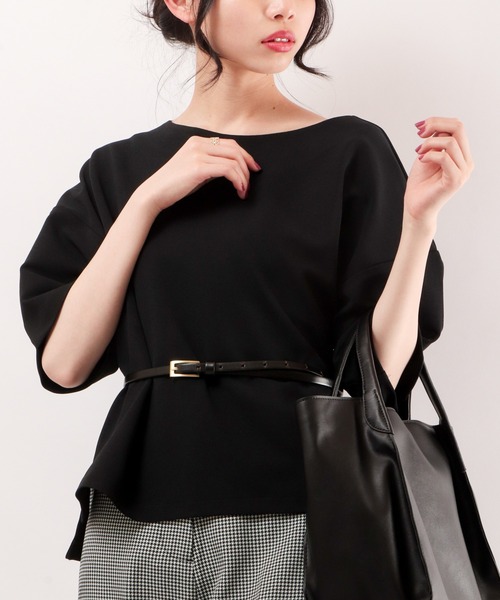A.N.L(エーエヌエル レーベル)の「A.N.L ポンチ素材 ドロップショルダープルオーバー(Tシャツ/カットソー・レディース・ブルー/ネイビー/ブラック/オフホワイト・38)」の3枚目の写真
