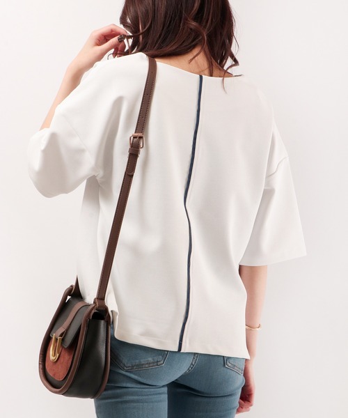 A.N.L(エーエヌエル レーベル)の「A.N.L ポンチ素材 ドロップショルダープルオーバー(Tシャツ/カットソー・レディース・ブルー/ネイビー/ブラック/オフホワイト・38)」の5枚目の写真